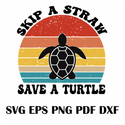 Skip straw save a turtle svg