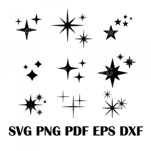 Star Svg Sparkle Stars Cricut File Dxf Pdf Png Eps Instant Download