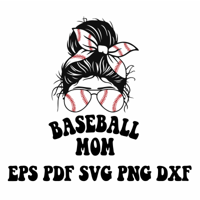 Baseball Mom Messy Bun Svg