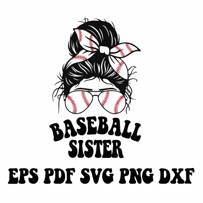 Baseball Sister Messy Bun Free Svg