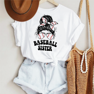 Baseball Sister Messy Bun Free Svg T-shirt